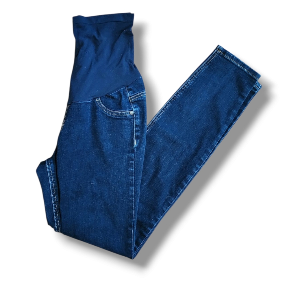 Indigo Blue Full Panel Darkwash Maternity Skinny Jeans